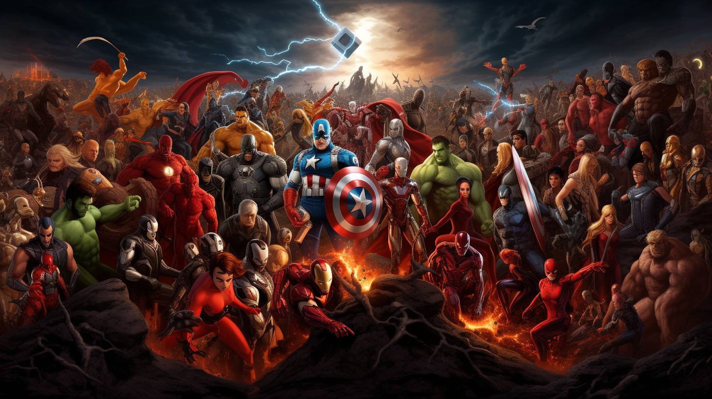 Marvel Comics Superheroes Collage Panoramic Image