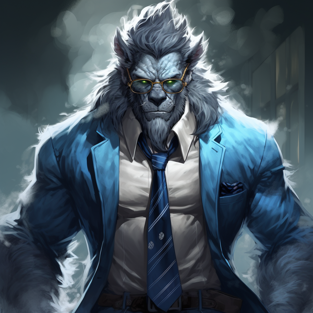 Beast drawing with blue fur and glasses