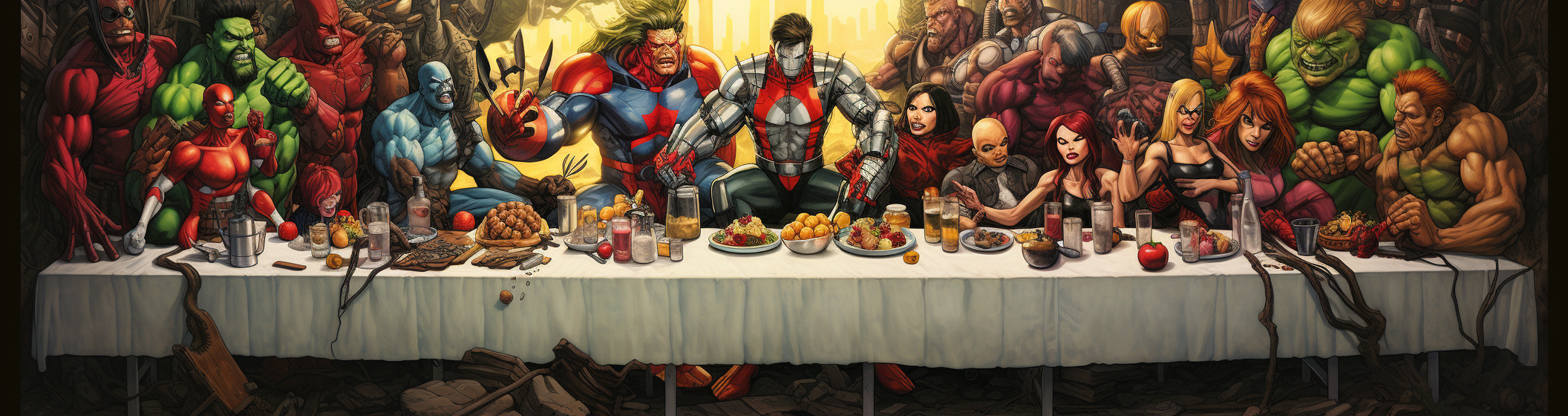 Waldo hiding in Marvel Comics Supper