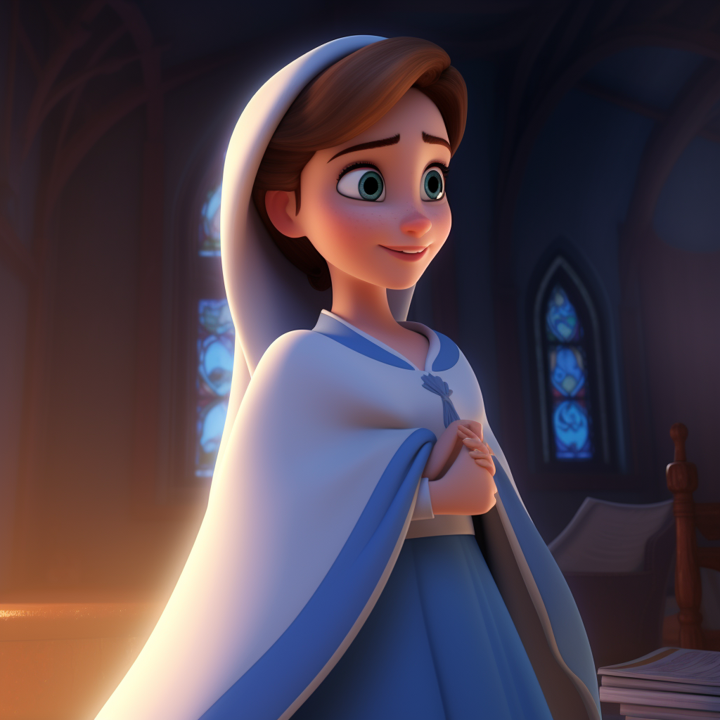 Mary Mother Jesus Pregnant Pixar Style Animation