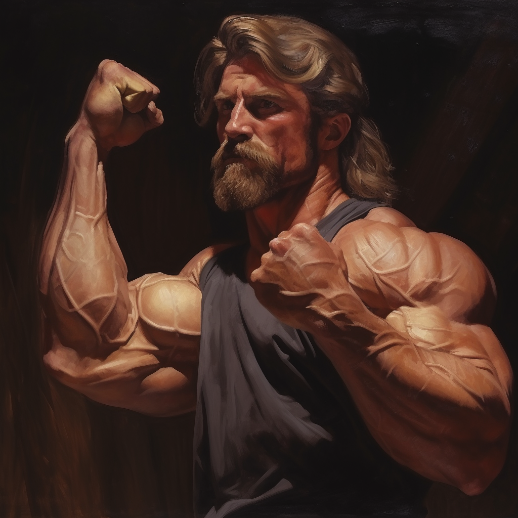 Muscular man flexing his muscles