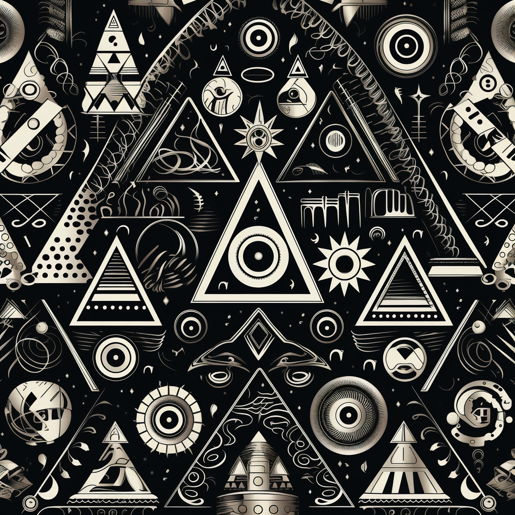 Black and White Masonic Symbols Pattern