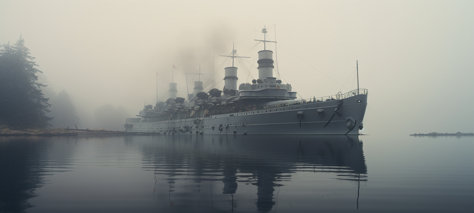 Massena French Pre-Dreadnought on Misty Lake