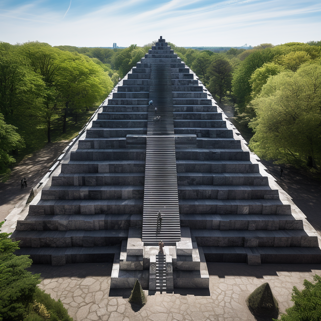 Bird's eye view of gray stone pyramid