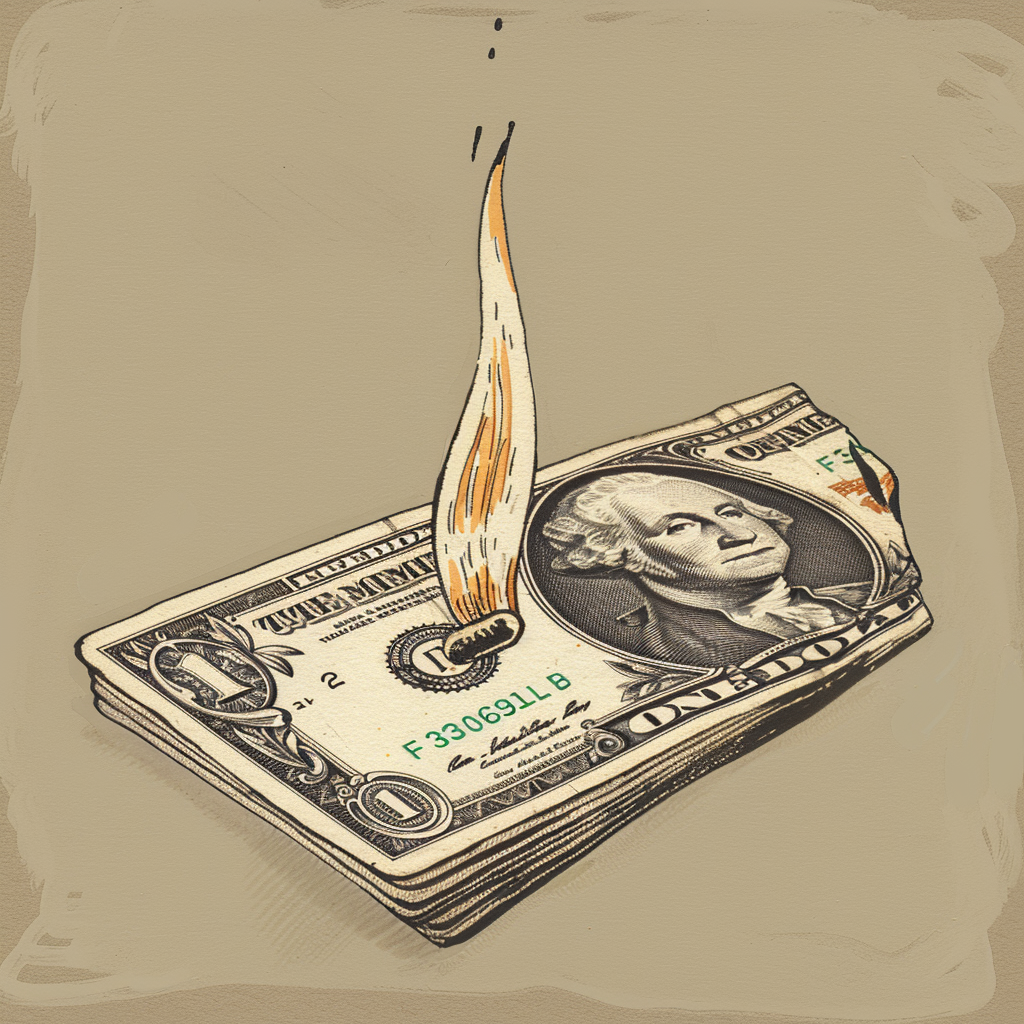 Match-shaped pocket knife burning money