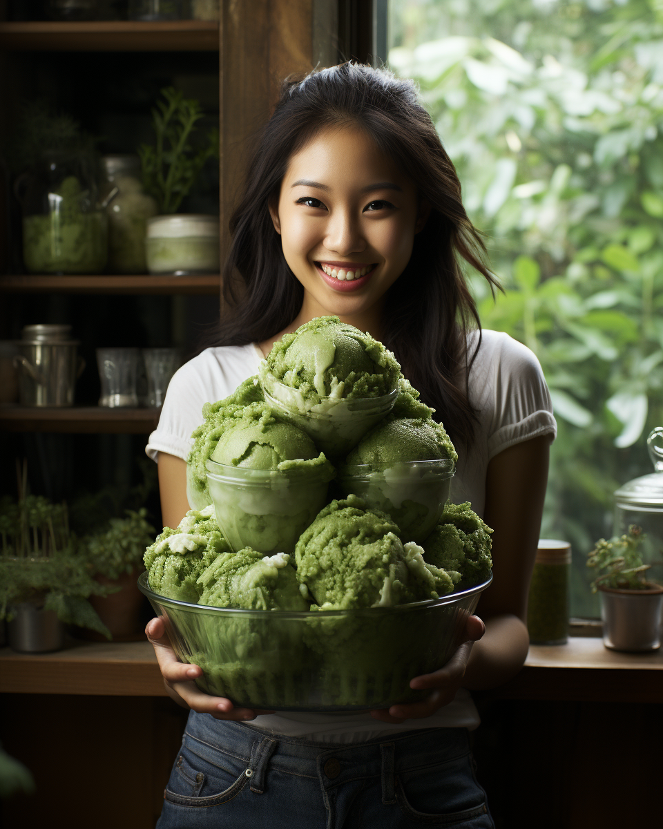 Refreshing matcha kakigori bowl dessert