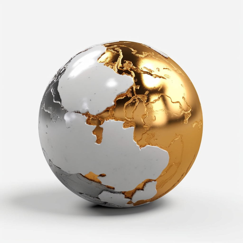 Gold Melting Material Shader Ball on White Background