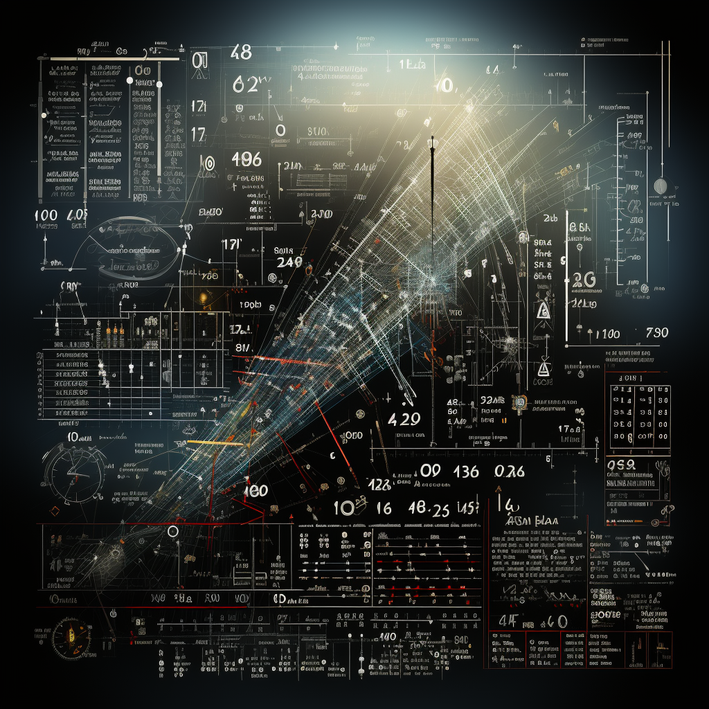 Sharp-focused monochrome mathematical chart