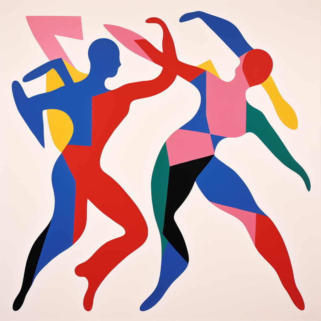 Minimalist interpretation of Matisse's Dance