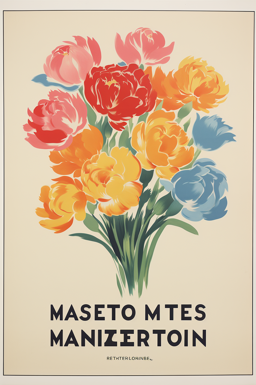 Colorful Matisse-style carnation flower market