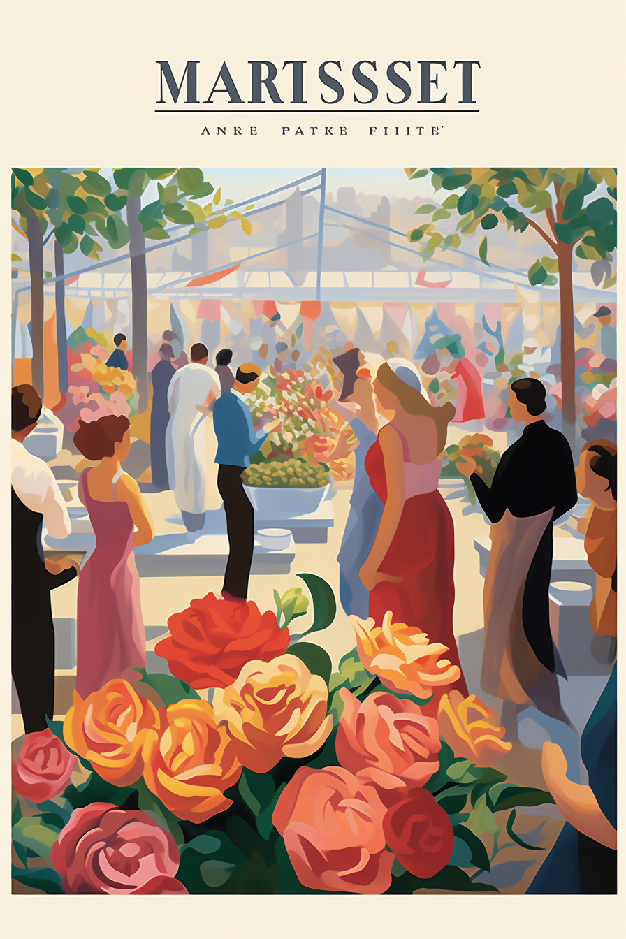 Matisse-style Rose Flower Market artwork