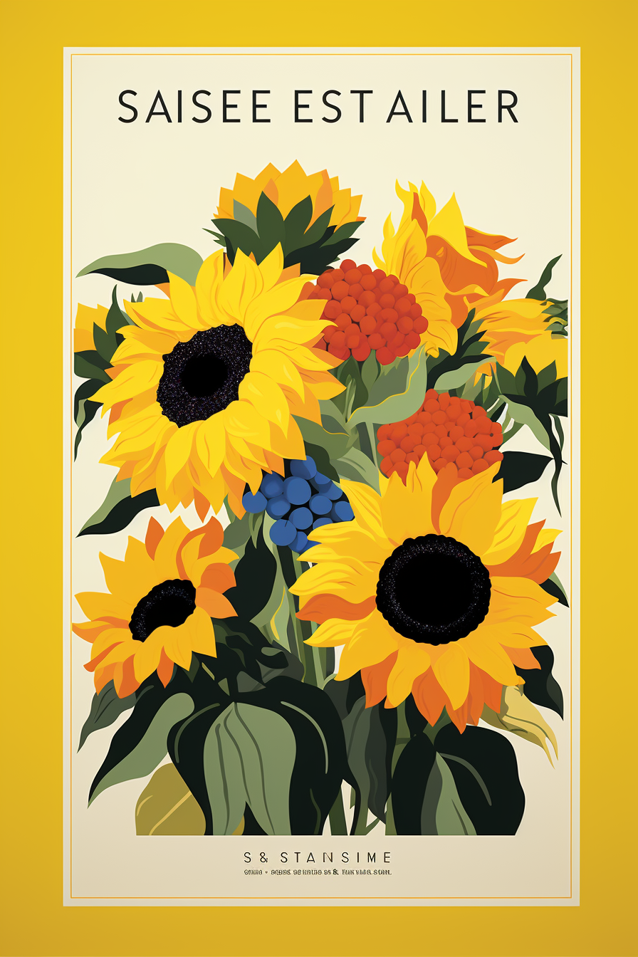 Colorful Matisse Style Sunflower Flower Market