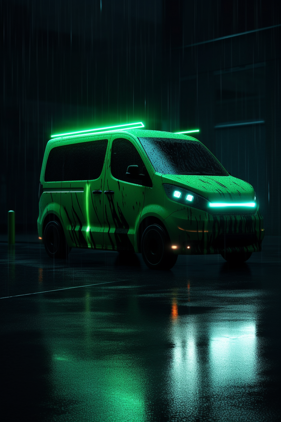 Matrix-style futuristic cargo van