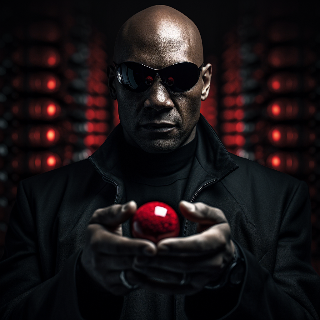 Morpheus offering red and blue pill