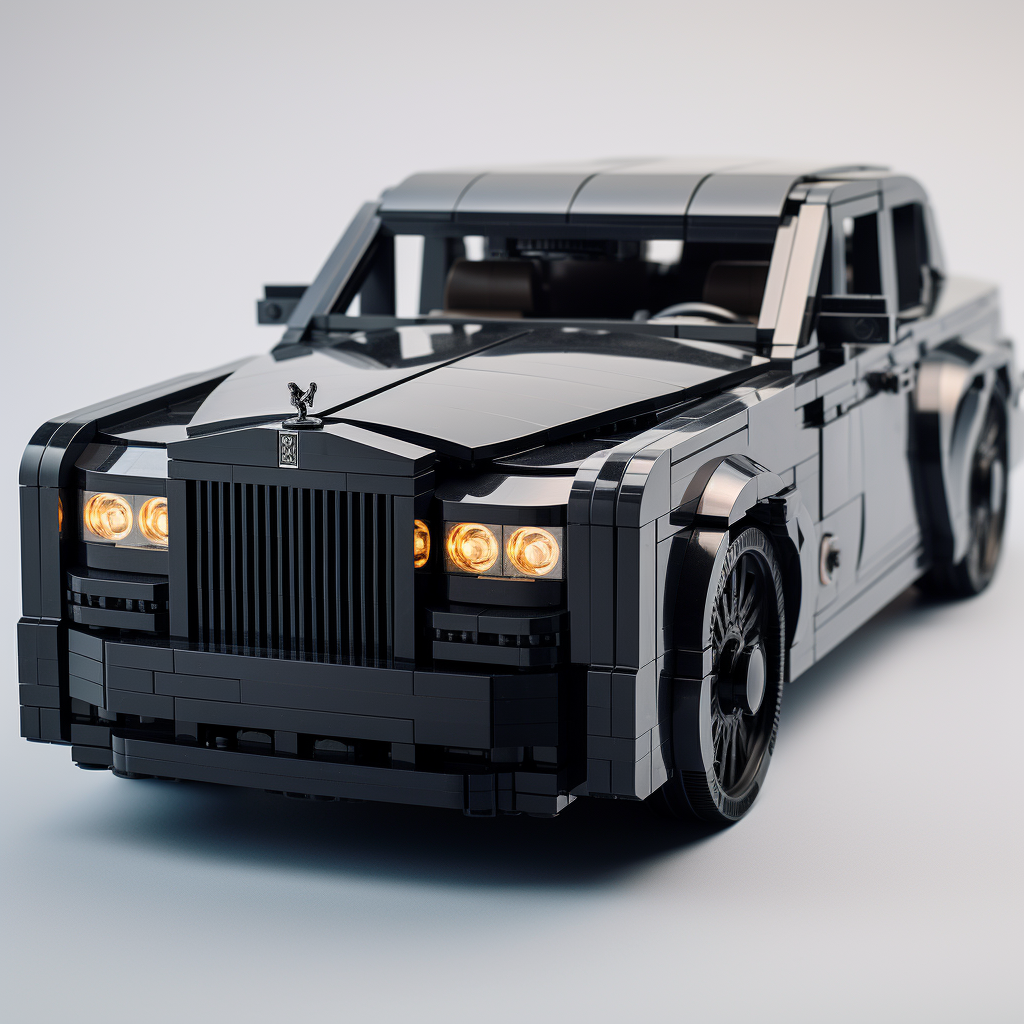 Lego model of matte black Rolls Royce