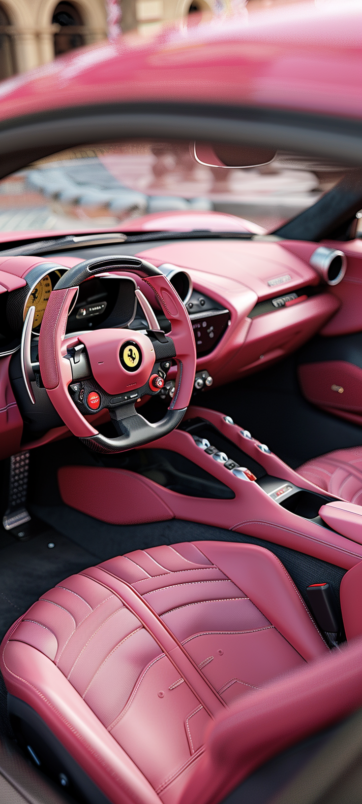 Pink Ferrari Roma GTS Interior