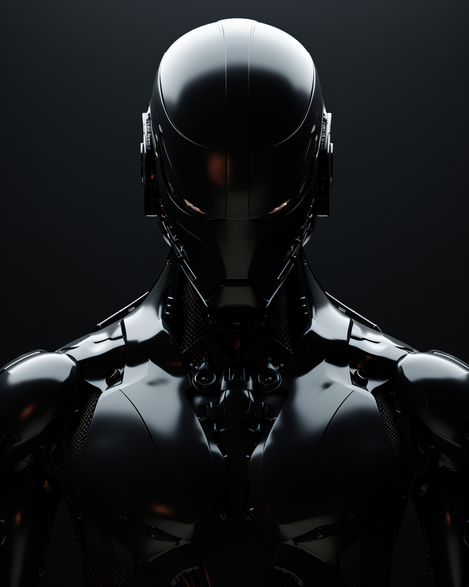 Matte Black Robot with Muscles