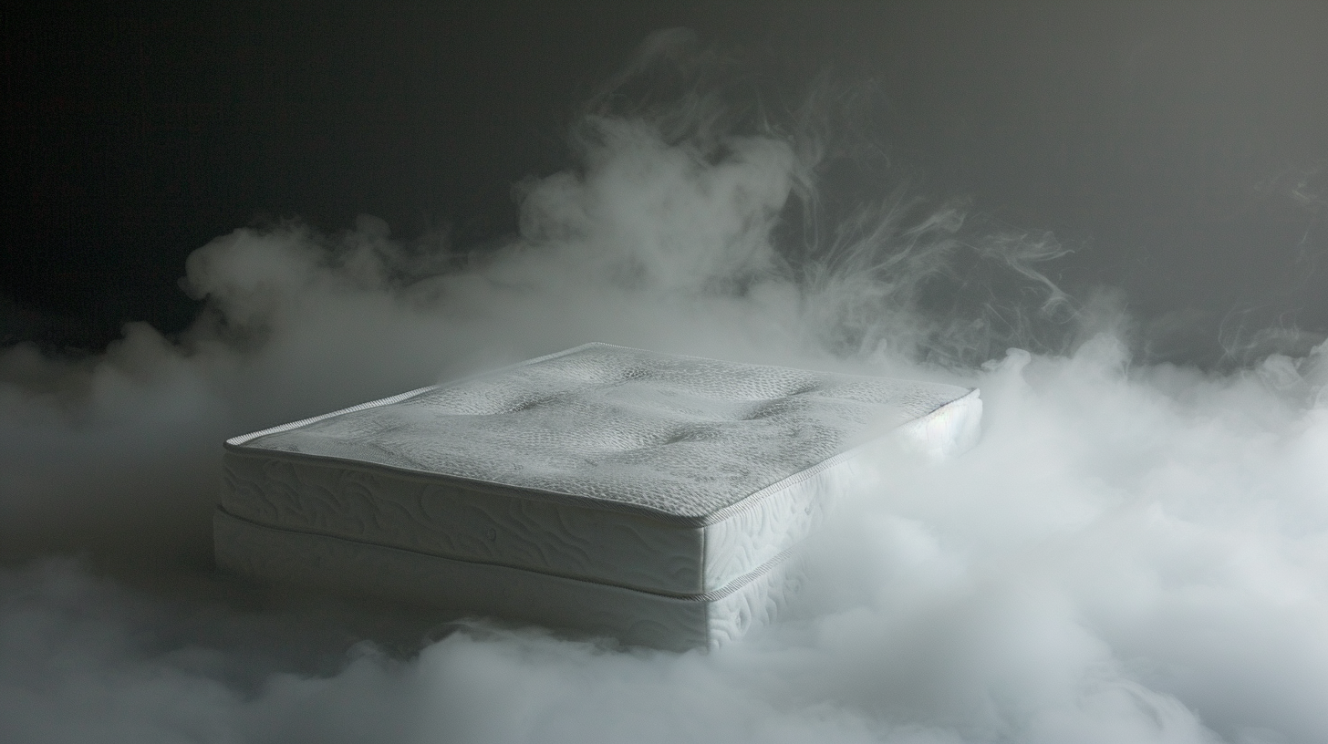 Mattress immersed in fog