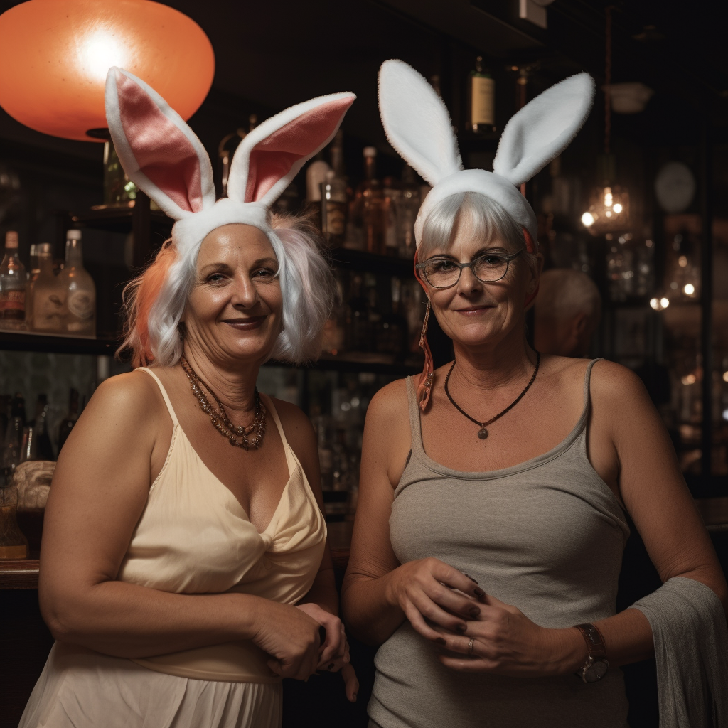 women bunnies cosplay bar