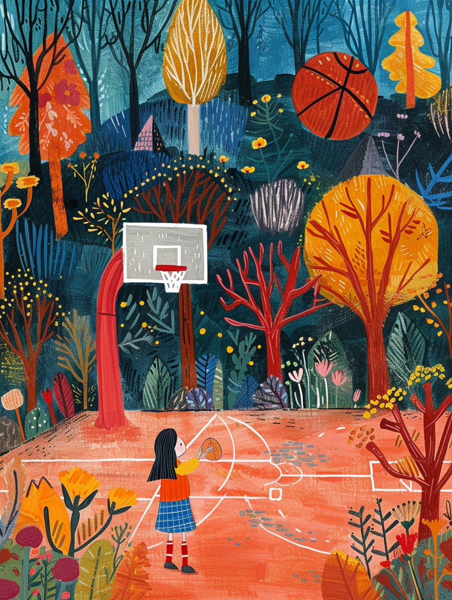 Maud Lewis basketball folk art