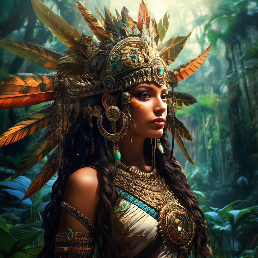 Mayan goddess of love and beauty in paradise