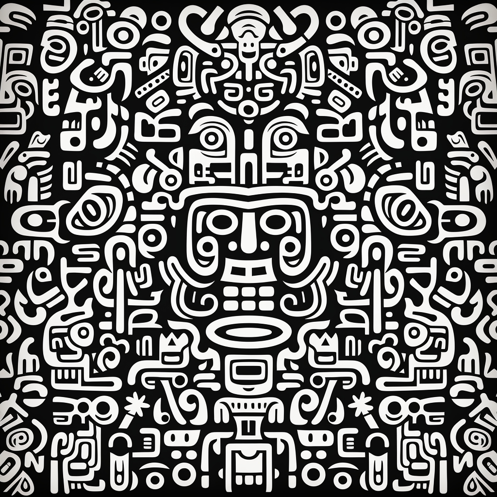 Black and white Mayan pattern