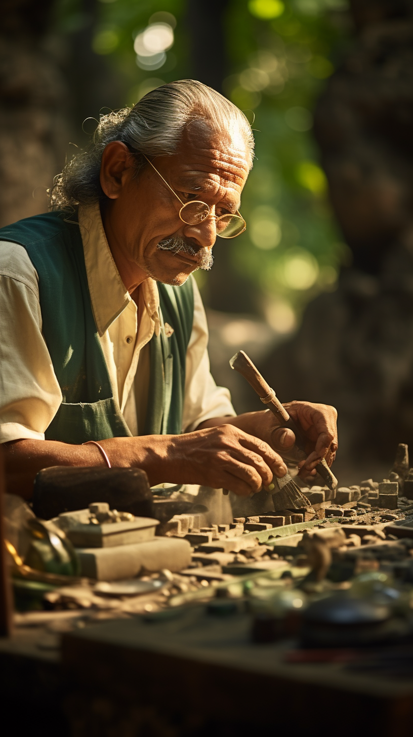 Skilled Mayan Priest Crafting Dental Beauty ✨