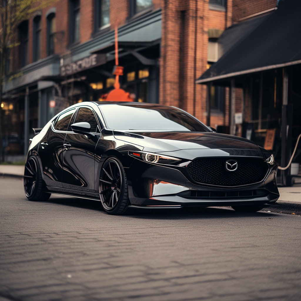 Sleek Satin Black Mazda 3 Hatchback