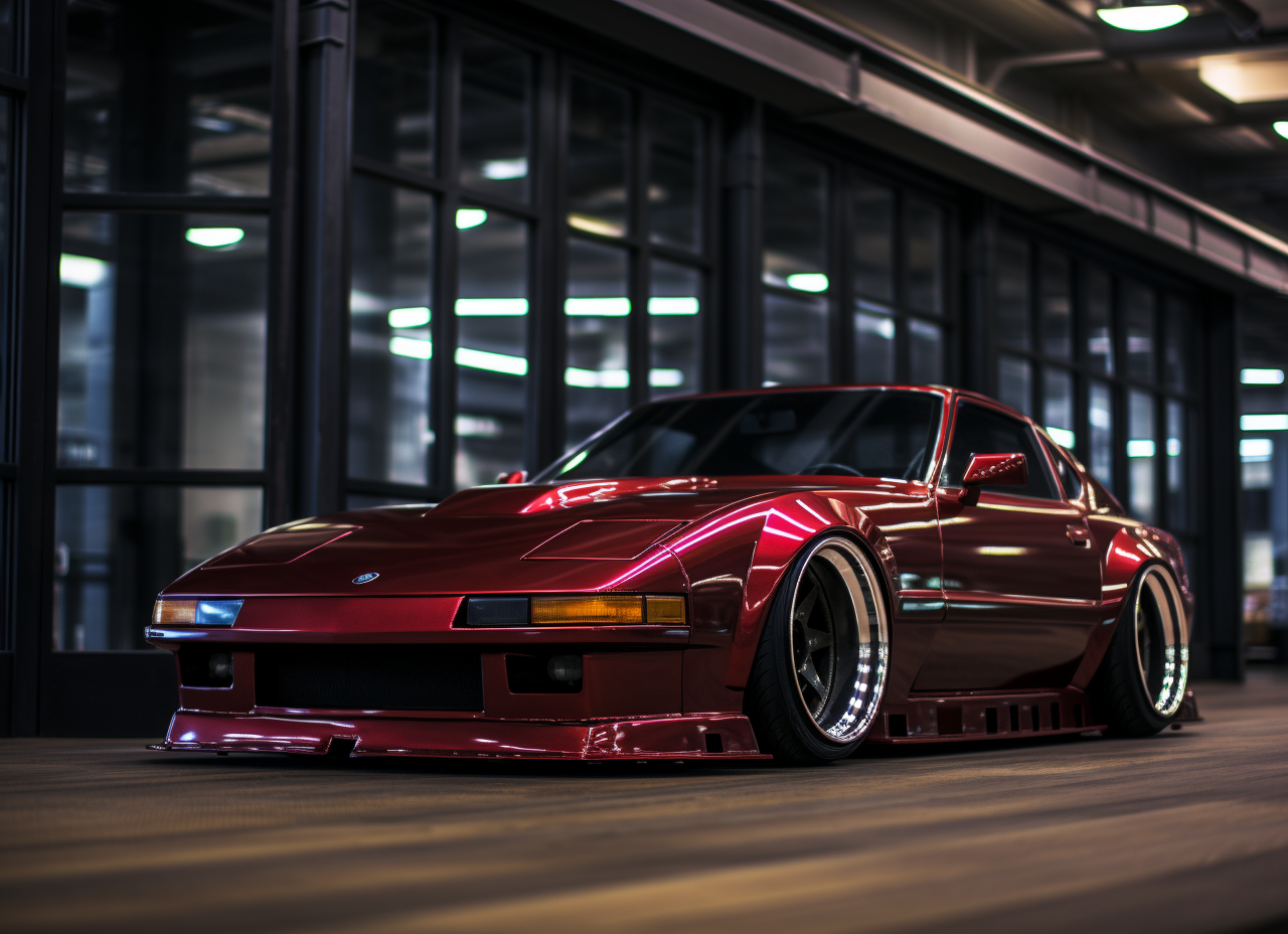 Mazda RX7 with Wide Chrome Wheels