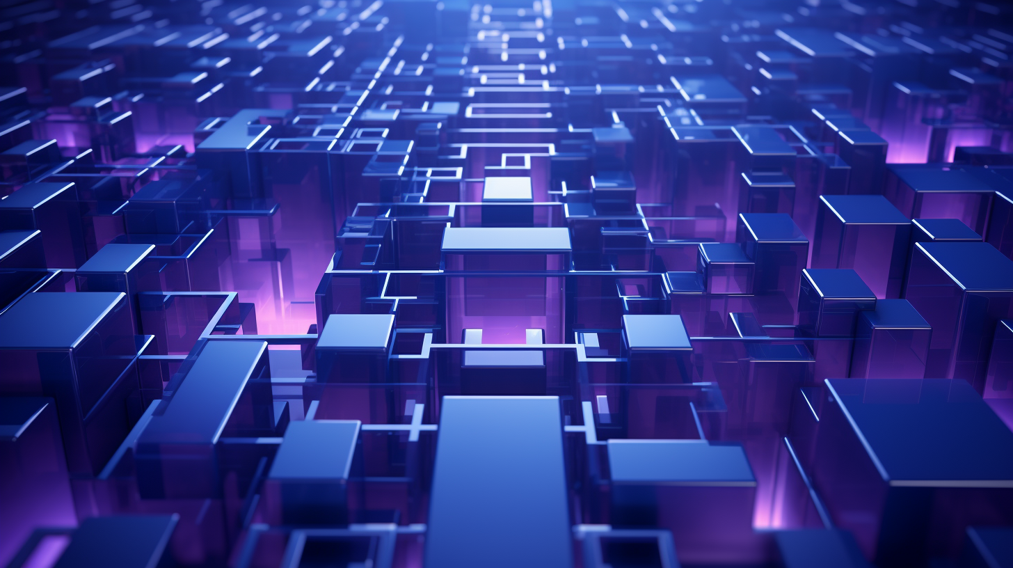 Hyper-realistic blue purple data maze