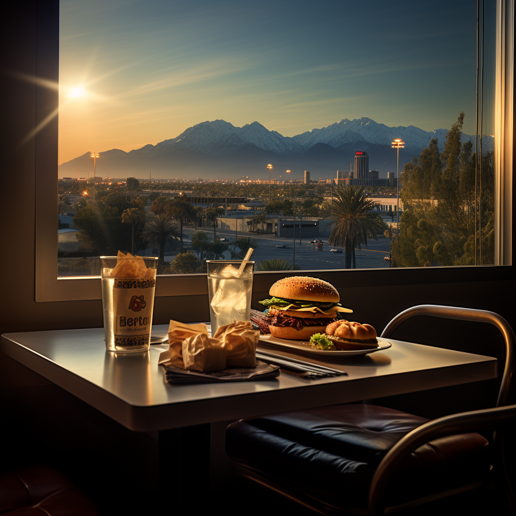 Delicious McDonald's burger with stunning mountain view