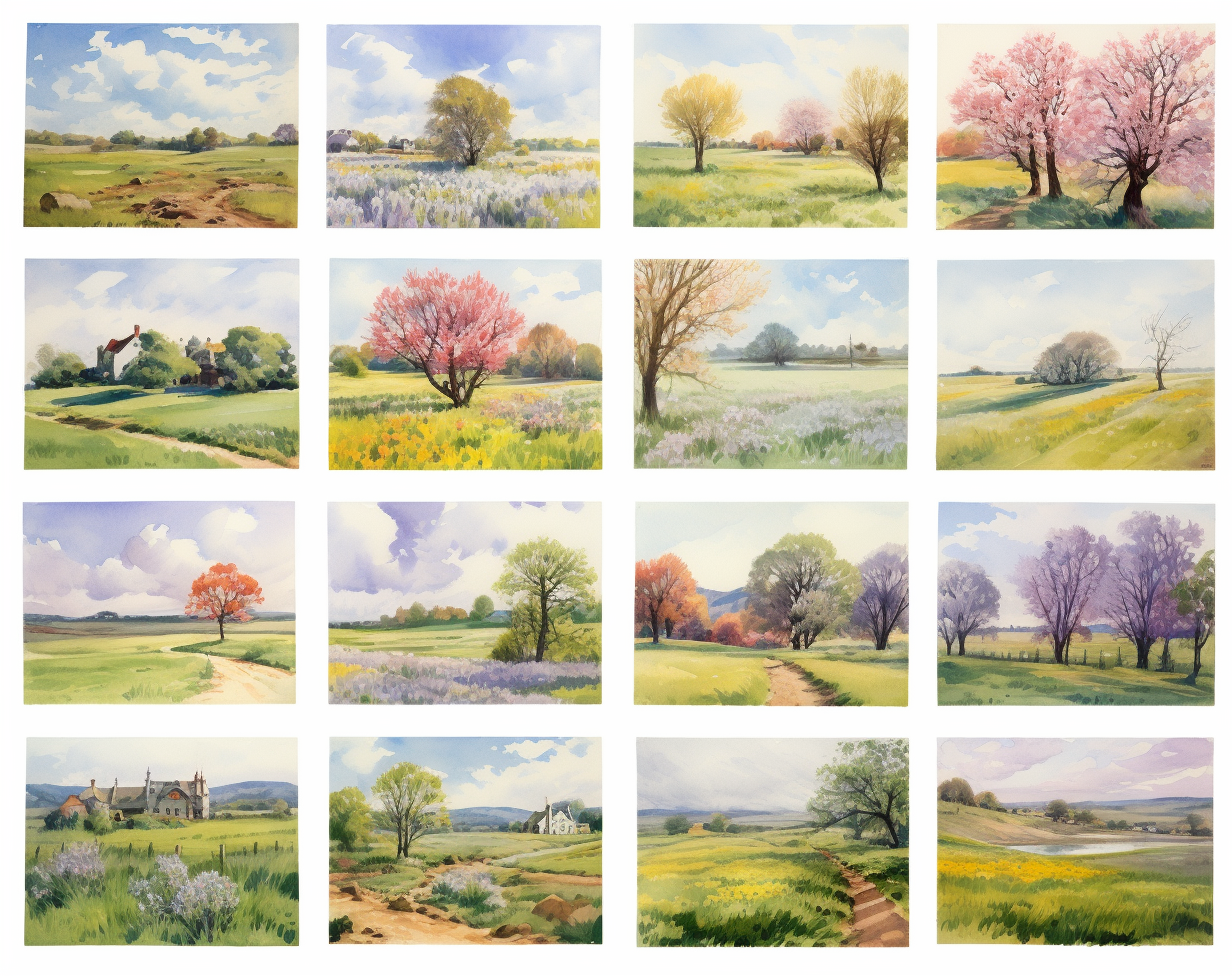 Colorful meadow painting prints