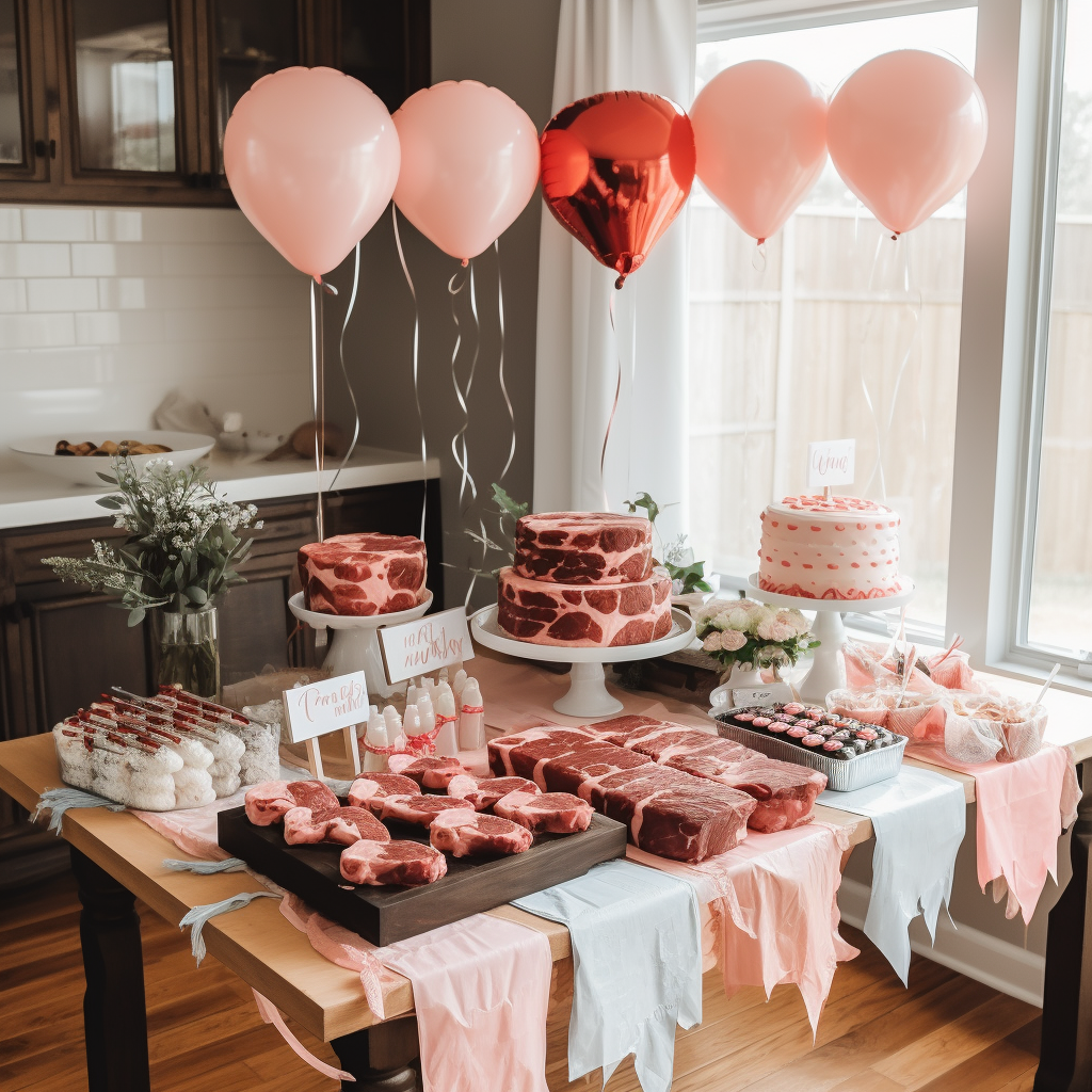 Delicious meat-themed gender reveal party