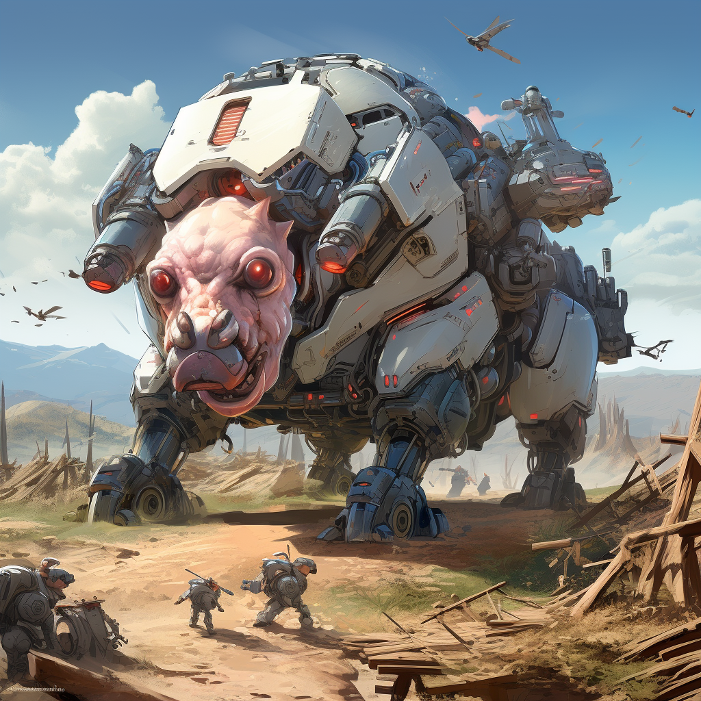 Mobile game featuring army pigs in mech battles