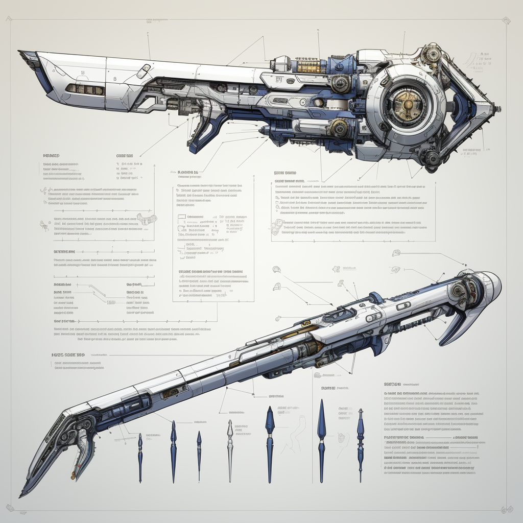 Detailed Mech Sword Blueprint Schematic