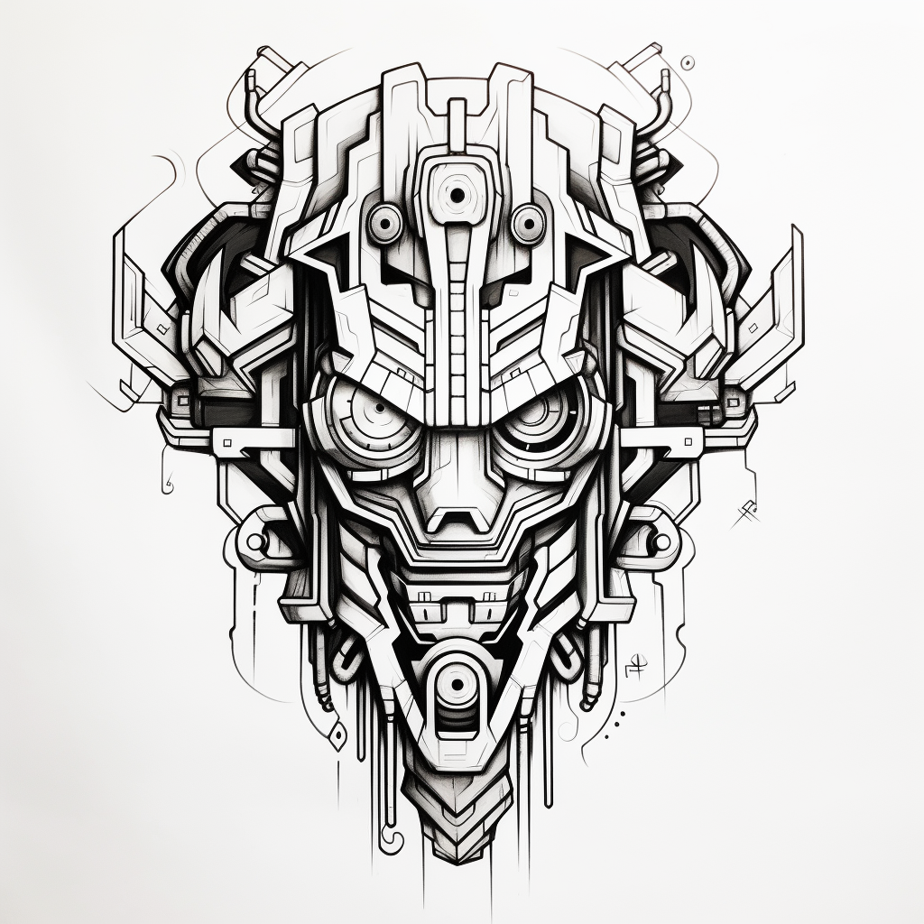 Traditional American Mecha Robot Tattoo Design