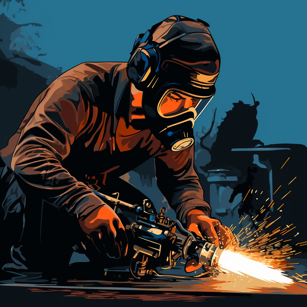 Mechanic Using Blowtorch Illustration