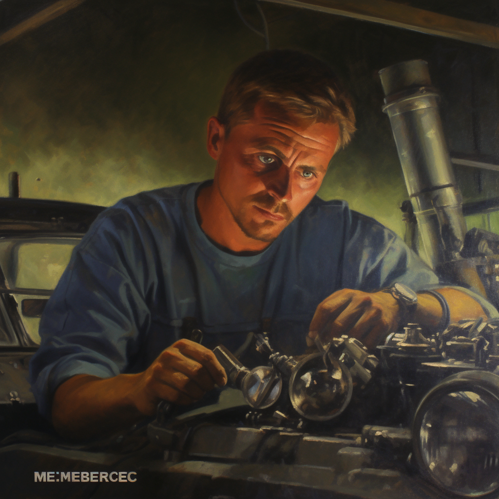 Mechanic working on a Mercedes-AMG engine