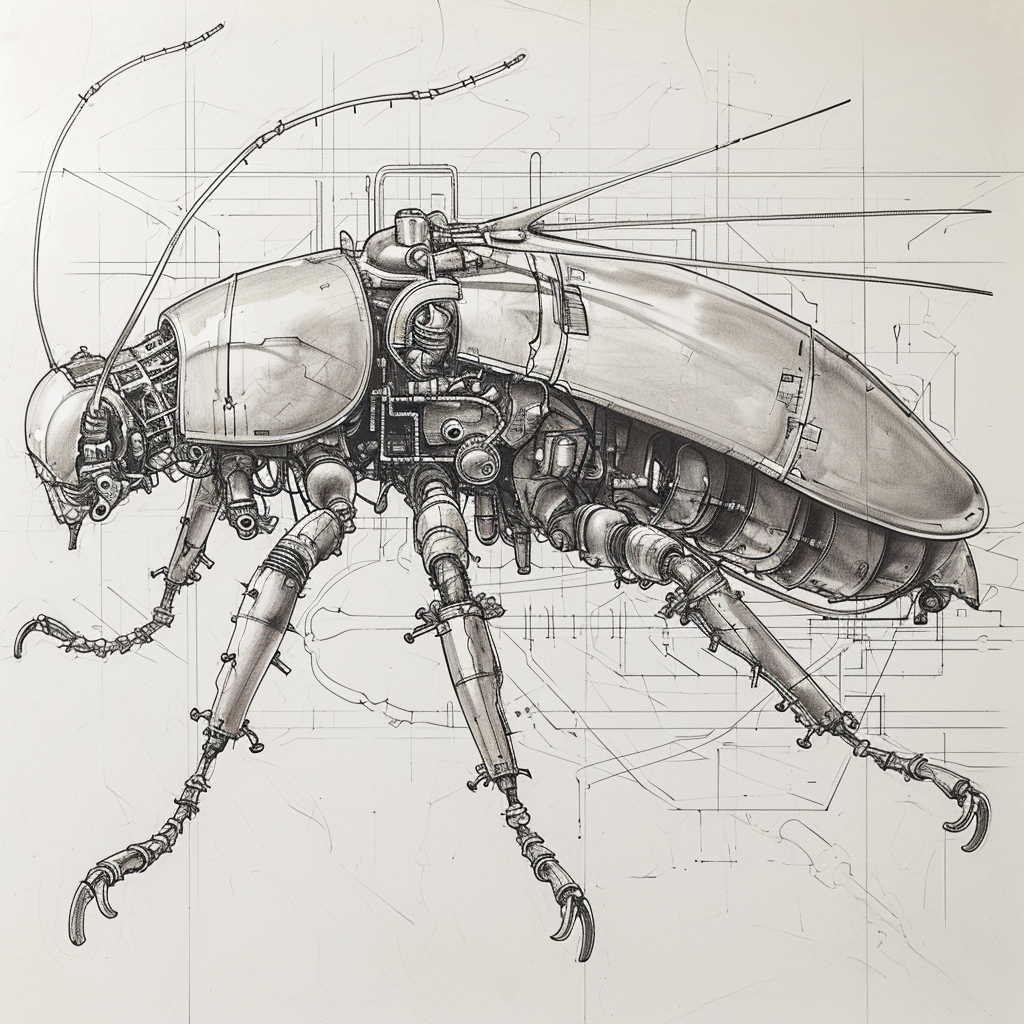 Mechanical Cockroach Detailed Sketch