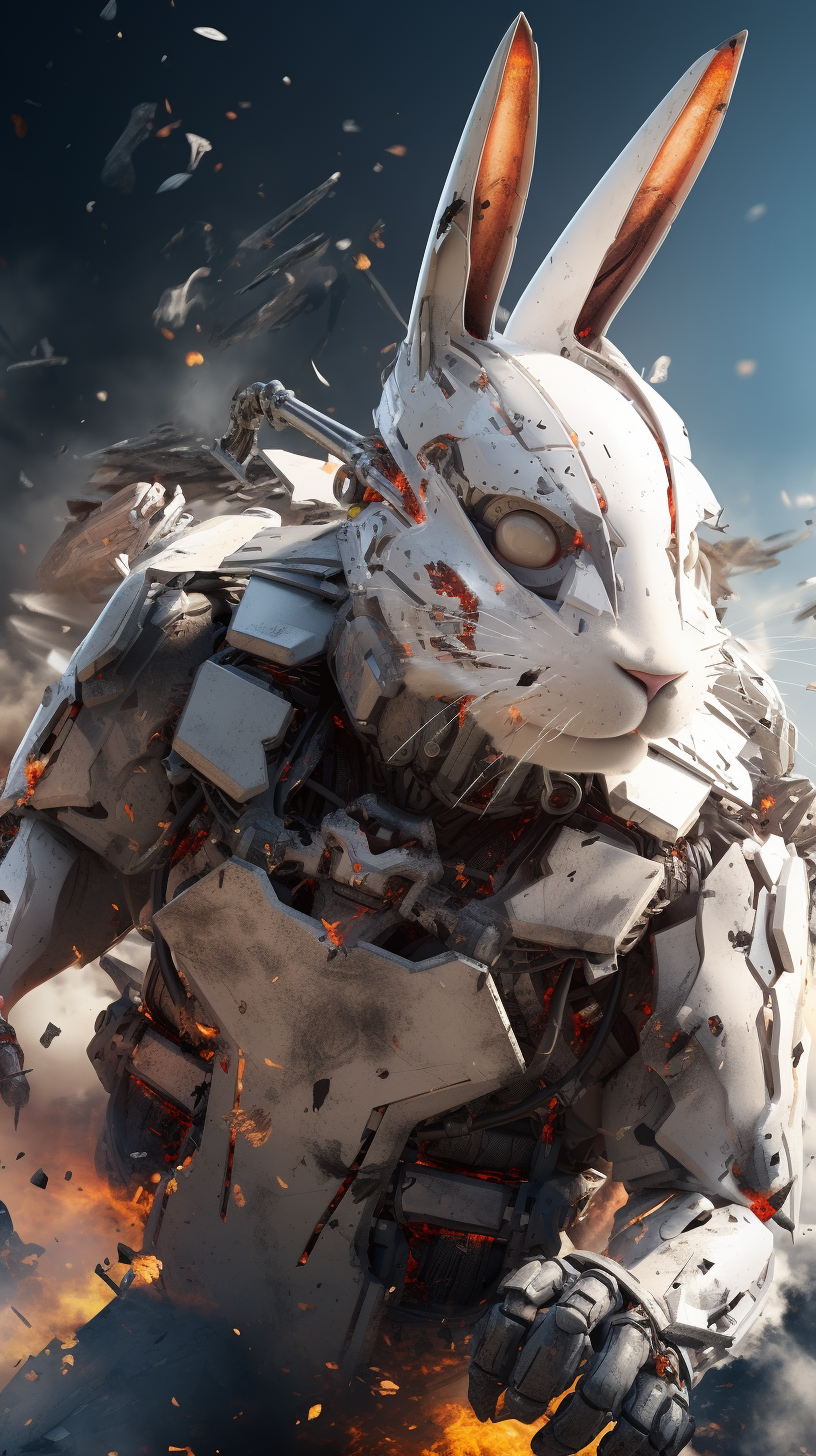 Mechanical Rabbit Transformers Fight Explosion Picture