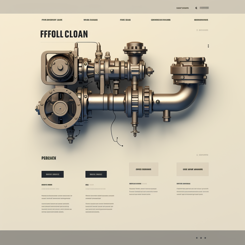 Industrial valves and piping technical drawing