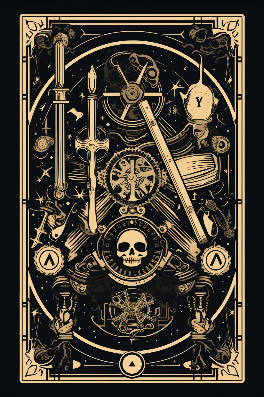 Tarot Card Deck with Mechanical Tools