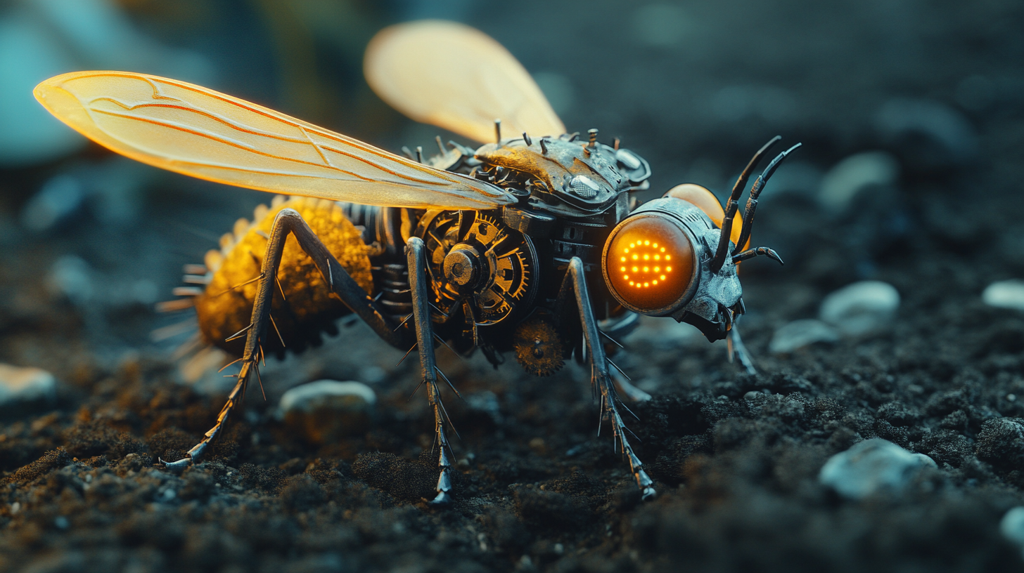 Mechanical wood fly on soil