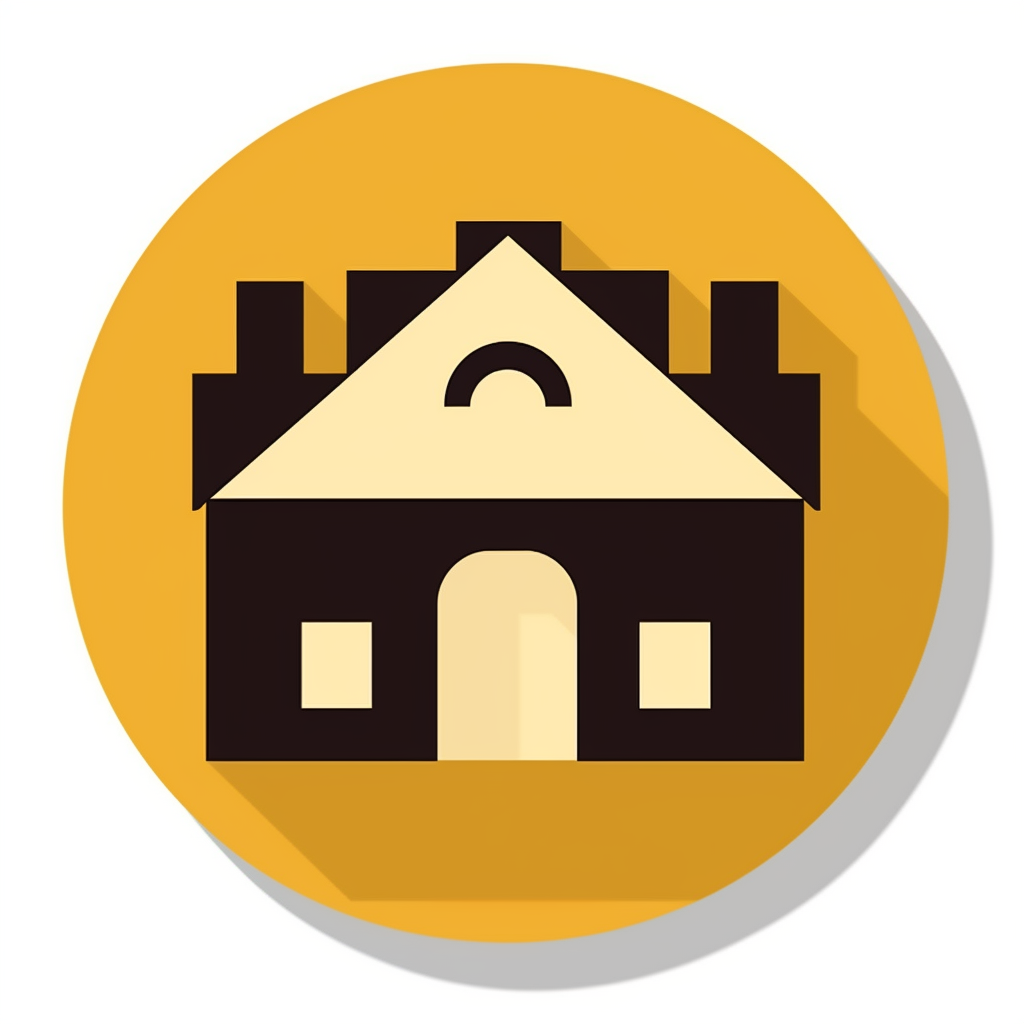 Medeival house icon with simple and clear lines