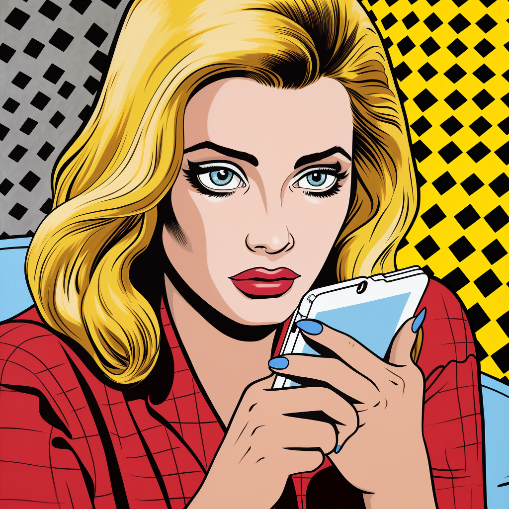 Media addicted person Roy Lichtenstein style