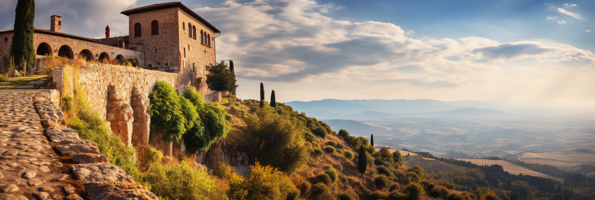 View of Mediaeval Italian Hilltop Fort