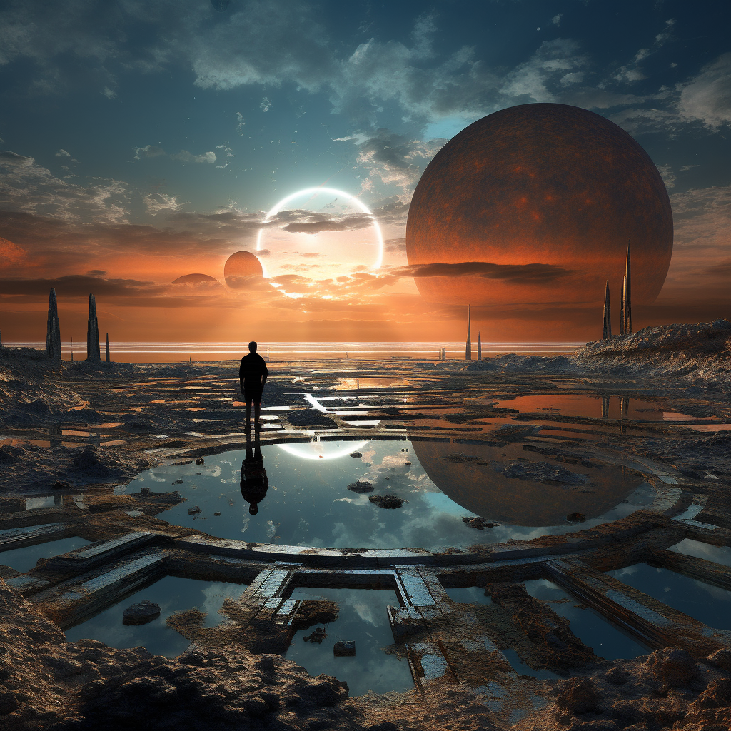 Futuristic mediation landscape image