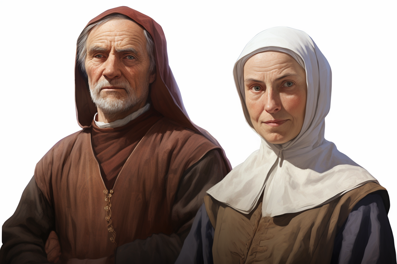 Medieval Abbott and Abbess Portrait