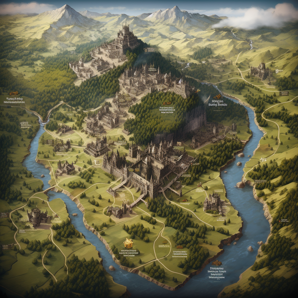 Detailed medieval battle map valley