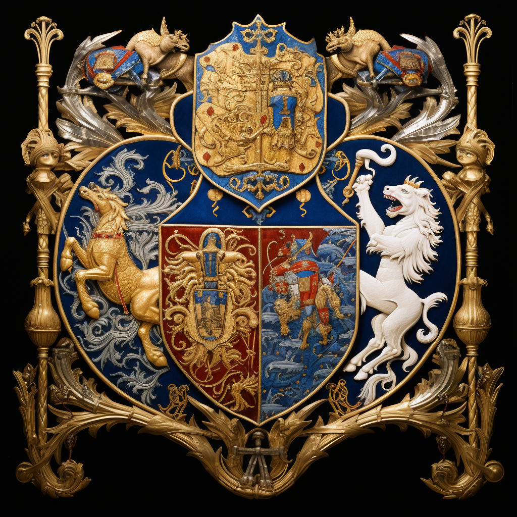 Medieval Blason in Blue and Gold